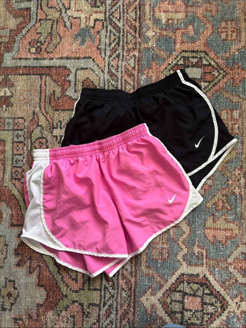 Nike Girl’s Pink and Black Athletic Running Shorts Set